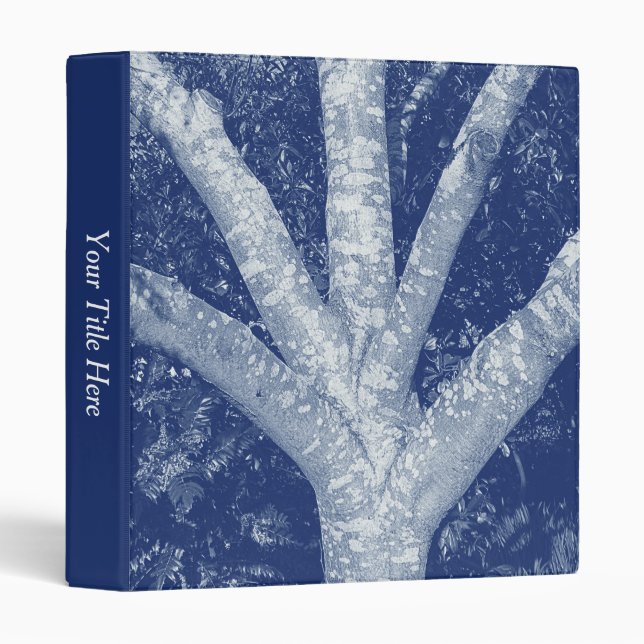 Forked Branches - Cyanotype Effect 3 Ring Binder (Front/Spine)