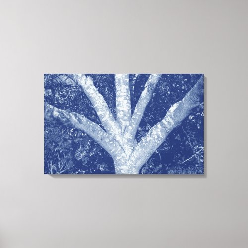 Forked Branches _ Cyanotype Effect Canvas Print