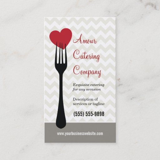Customizable Forked Heart Restaurant/Catering Business Card