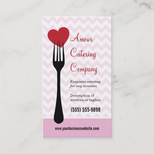 Customizable Forked Heart Restaurant/Catering Business Card