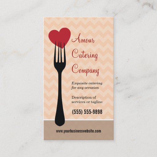 Customizable Forked Heart Restaurant/Catering Business Card