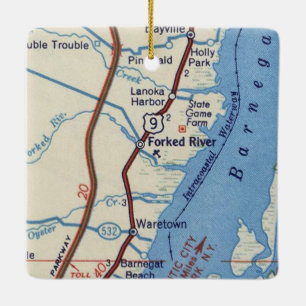 Forked River NJ Vintage Map Ceramic Ornament