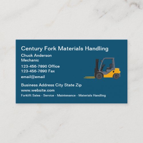 Forklift And Materials Handling Equipment Business Card