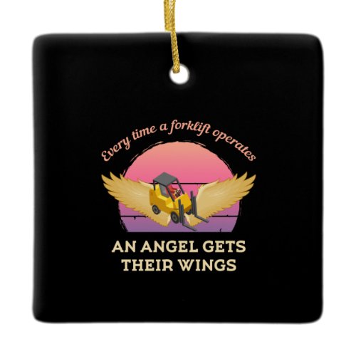 Forklift Angel Ceramic Ornament