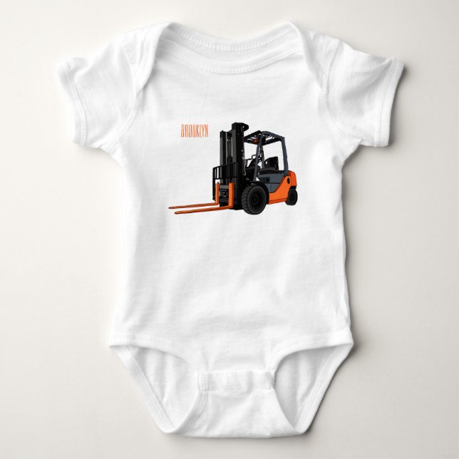 Forklift cartoon illustration baby bodysuit (Front)