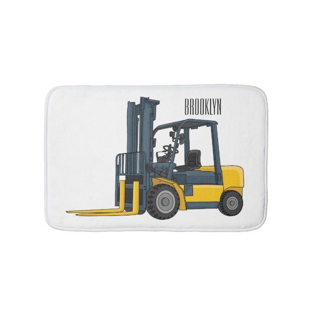 Forklift cartoon illustration bath mat (Front)