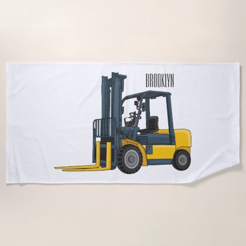 Forklift cartoon illustration beach towel