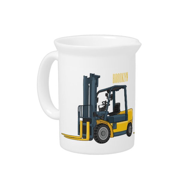 Forklift cartoon illustration beverage pitcher (Left)