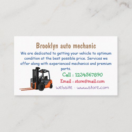 Forklift cartoon illustration business card