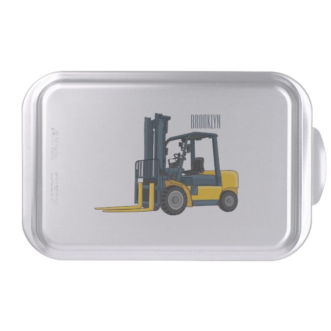 Forklift cartoon illustration  cake pan (Front)