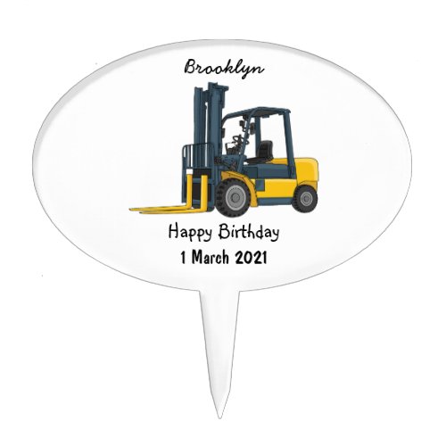 Forklift cartoon illustration cake topper