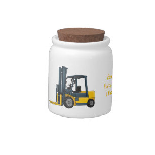 Forklift cartoon illustration candy jar