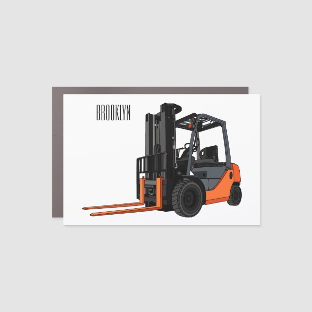 Forklift cartoon illustration car magnet (Front)