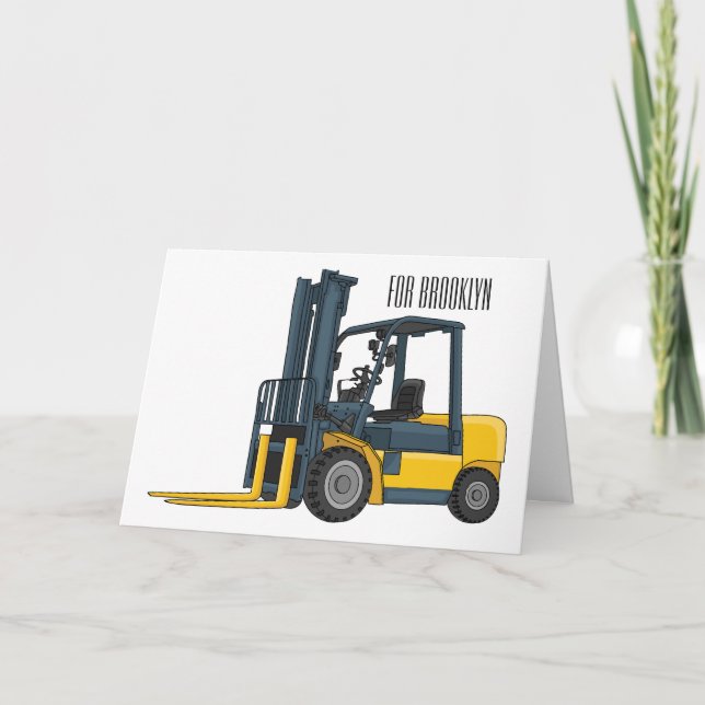 Forklift cartoon illustration card (Front)