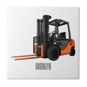 Forklift cartoon illustration ceramic tile