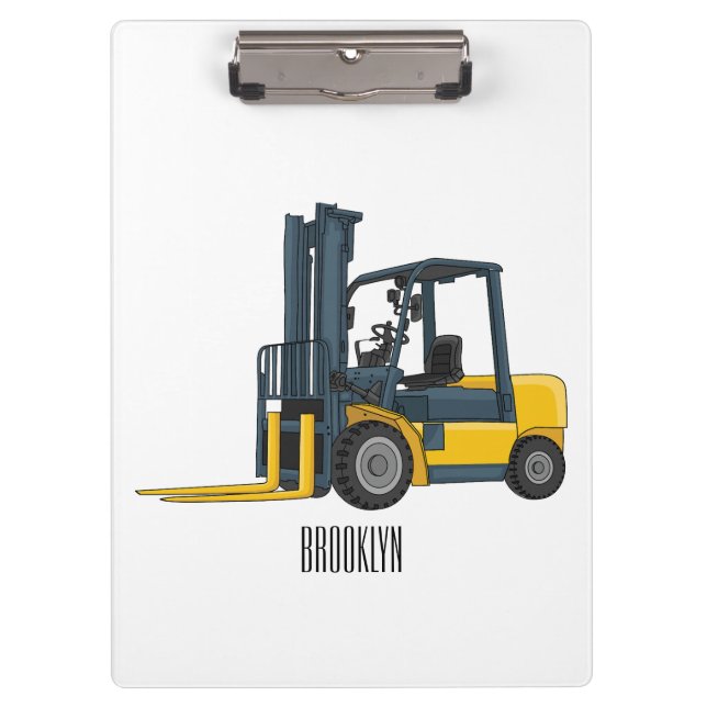 Forklift cartoon illustration clipboard (Front)
