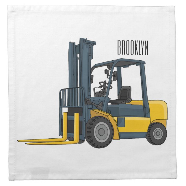 Forklift cartoon illustration cloth napkin (Front)