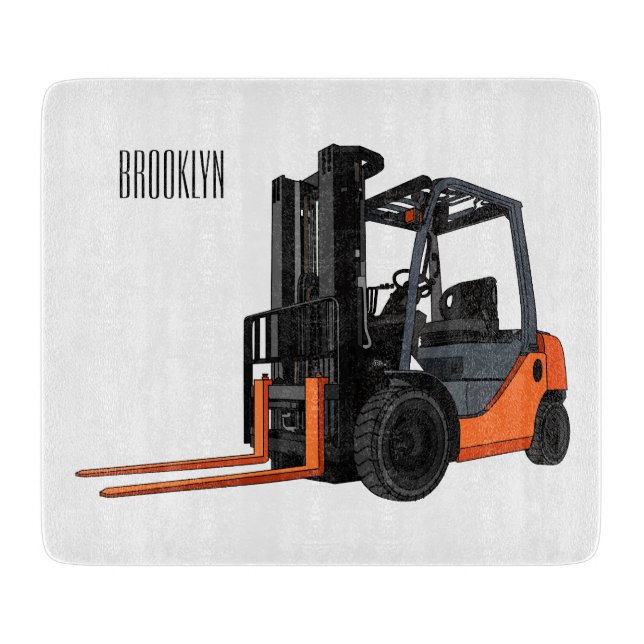 Forklift cartoon illustration cutting board (Front)