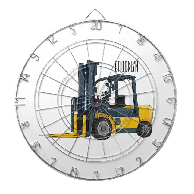 Forklift cartoon illustration dart board (Front)