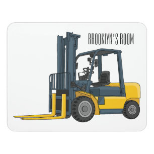 Forklift cartoon illustration door sign