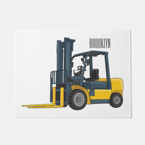 Forklift cartoon illustration doormat