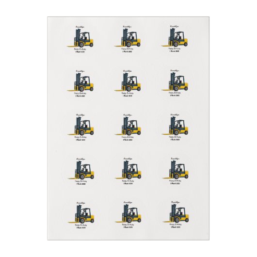 Forklift cartoon illustration edible frosting rounds (Sheet)