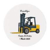 Forklift cartoon illustration edible frosting rounds (Front)