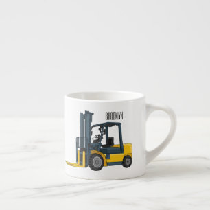 Forklift cartoon illustration espresso cup