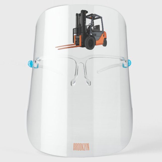 Forklift cartoon illustration face shield (Front)
