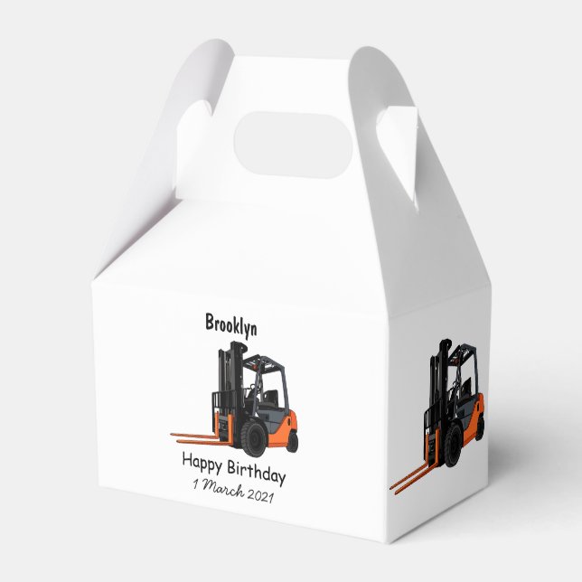 Forklift cartoon illustration favor boxes (Front Side)