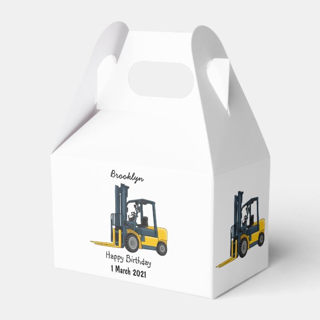 Forklift cartoon illustration favor boxes (Front Side)