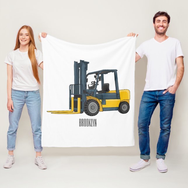 Forklift cartoon illustration  fleece blanket (In Situ)