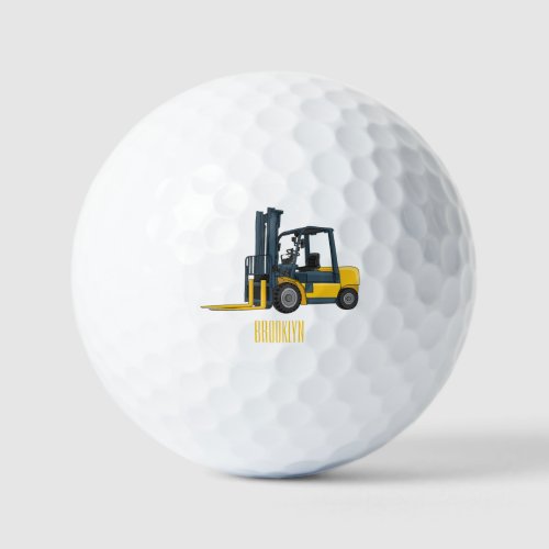 Forklift cartoon illustration golf balls