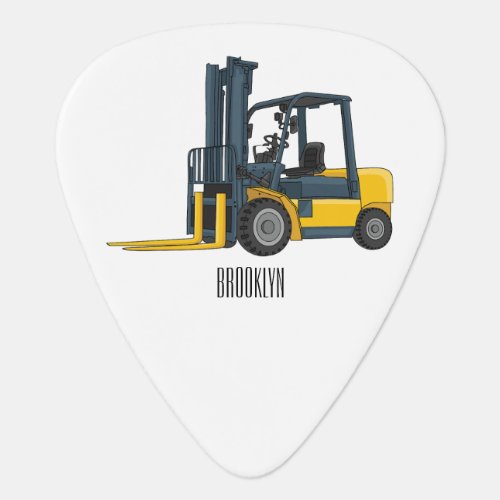 Forklift cartoon illustration guitar pick