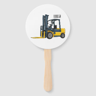 Forklift cartoon illustration hand fan