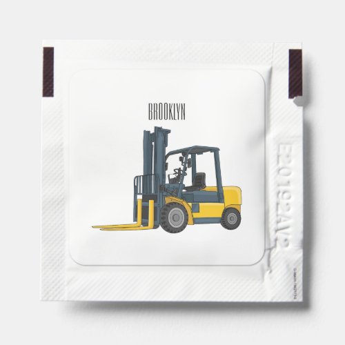 Forklift cartoon illustration  hand sanitizer packet