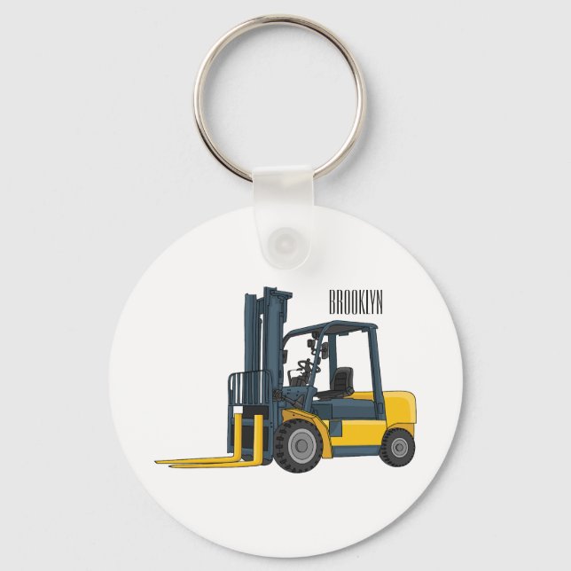 Forklift cartoon illustration keychain (Front)