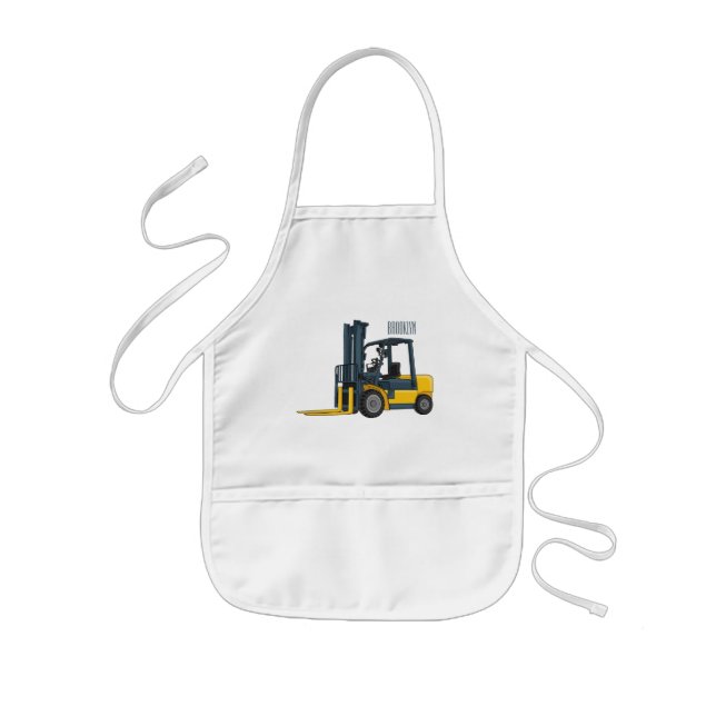 Forklift cartoon illustration  kids' apron (Front)