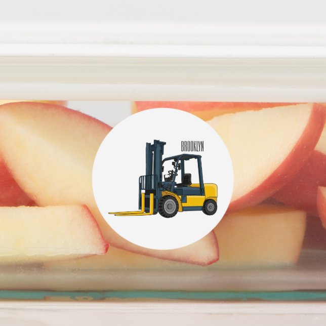Forklift cartoon illustration labels (Affixed)
