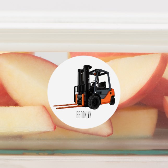 Forklift cartoon illustration labels (Affixed)