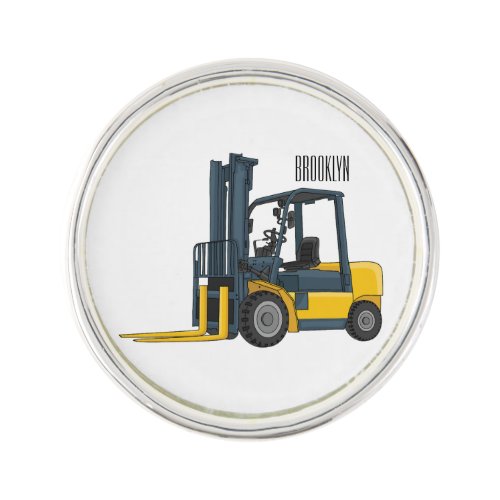 Forklift cartoon illustration lapel pin