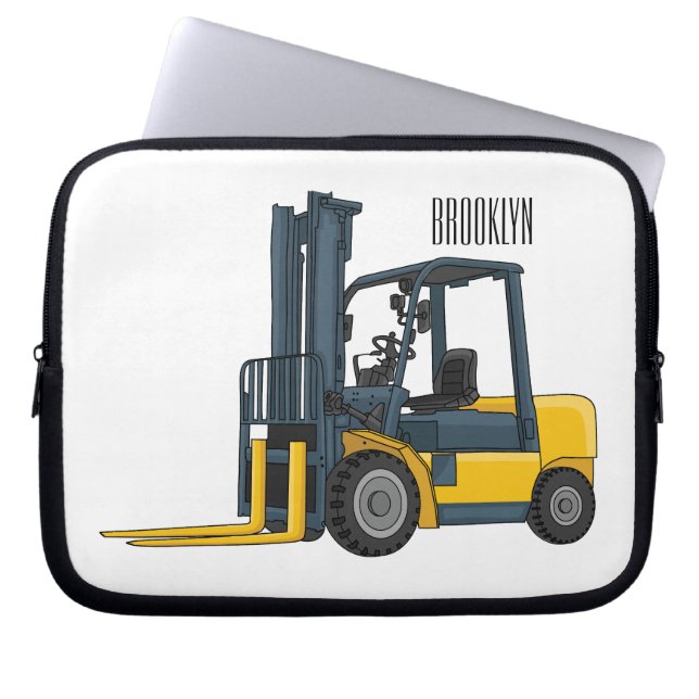 Forklift cartoon illustration laptop sleeve (Front)