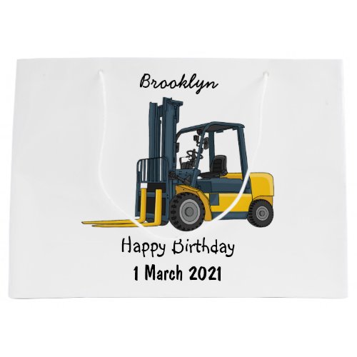 Forklift cartoon illustration large gift bag