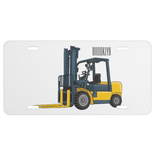 Forklift cartoon illustration license plate