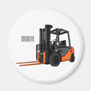Forklift cartoon illustration magnet