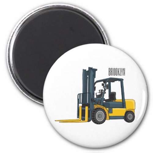 Forklift cartoon illustration magnet