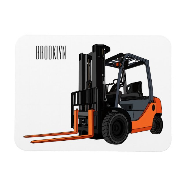 Forklift cartoon illustration magnet (Horizontal)