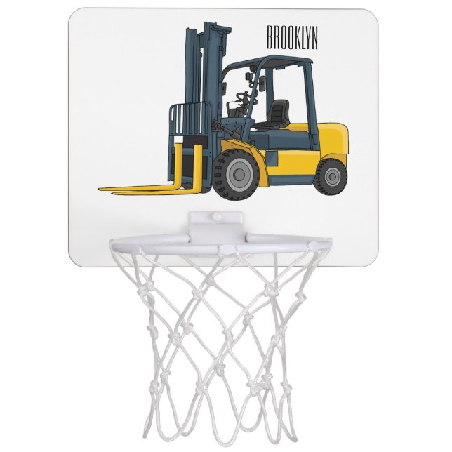 Forklift cartoon illustration mini basketball hoop (Front)