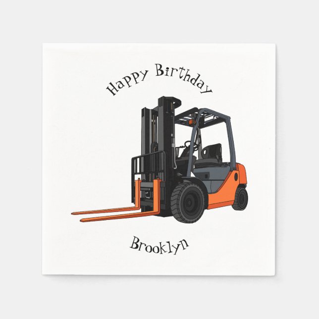 Forklift cartoon illustration napkins (Front)