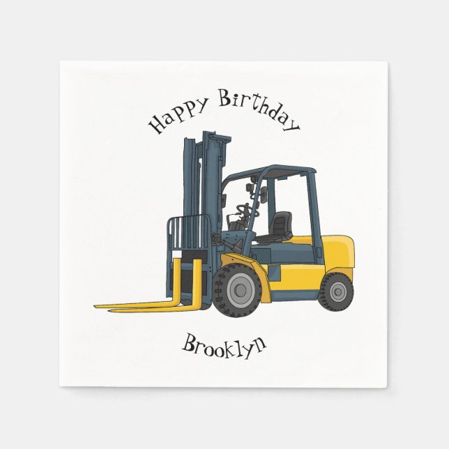 Forklift cartoon illustration napkins (Front)